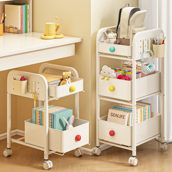 Dopamine Bookshelf Storage Rack under Study Desk, Small Cart for Storing Books, Multi-Layer Floor-Standing Storage Rack for Home Use