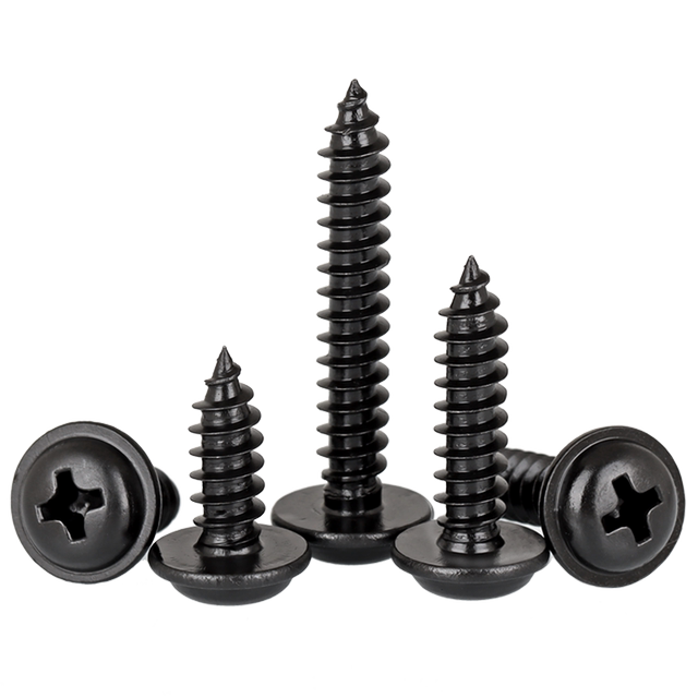 Black cross round head stainless steel self-tapping screw