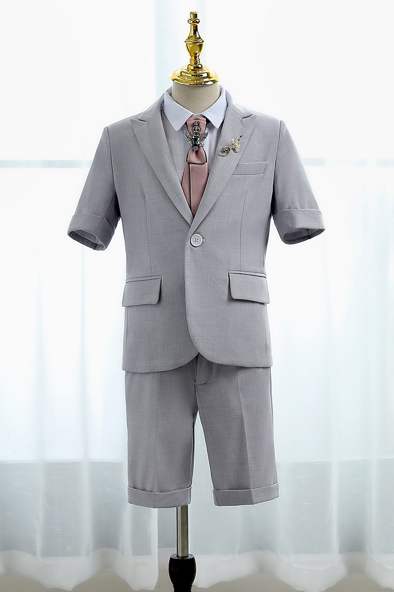 Children's catwalk performance suit dress suit summer handsome host dress flower girl suit British small suit summer
