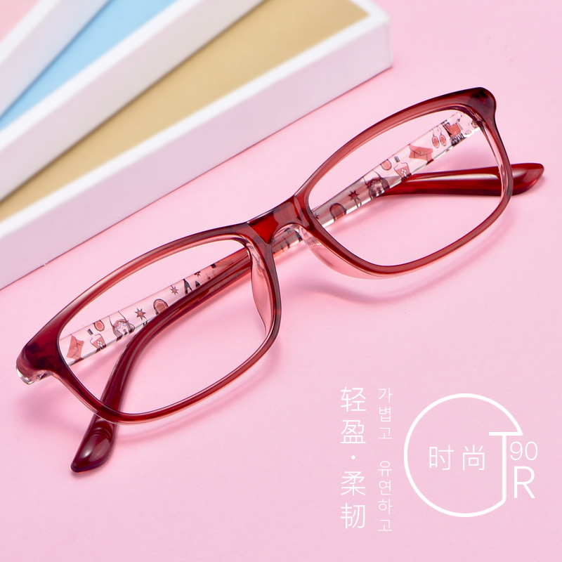 Myopia glasses women's ultra-light tr90 glasses frame full frame can be equipped with power 100 200 300 myopia glasses