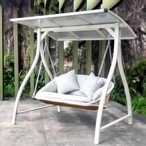 Courtyard swing Rocking chair Outdoor indoor outdoor balcony Garden villa hanging chair Lying bed hammock White woven rattan swing