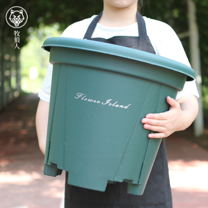 Werewolf Plastic large flower pot extra large planting tree Large diameter 40cm Aoyama control root moon season fruit tree hydrangea pot