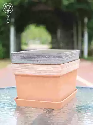 Samit imitation stone pottery rectangular flowerpot indoor balcony multi-meaty vegetable thickened resin frosted long trough large flowerpot