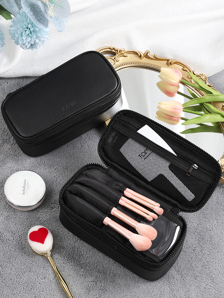 Double multi-function cosmetic bag women's portable 2021 new super fire ins wind portable travel makeup brush storage bag