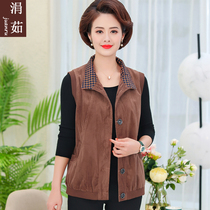 Middle-aged and elderly women's spring vest coat mother's spring and autumn thin corduroy vest wear large size waistcoat
