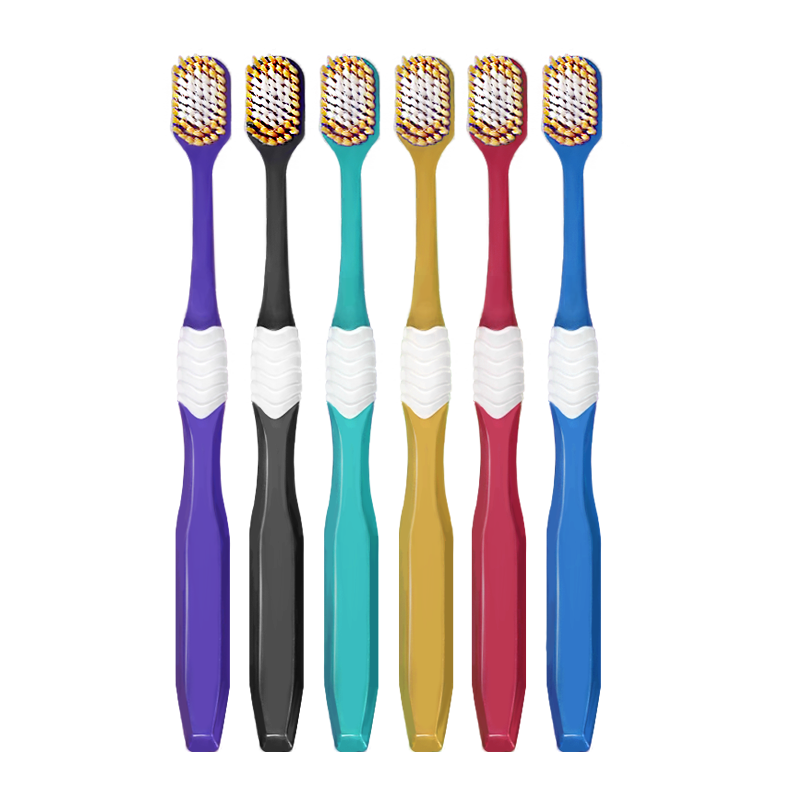 沐暄宽头软毛牙刷男士专用6支65孔日式大头清洁牙缝刷成人家庭装