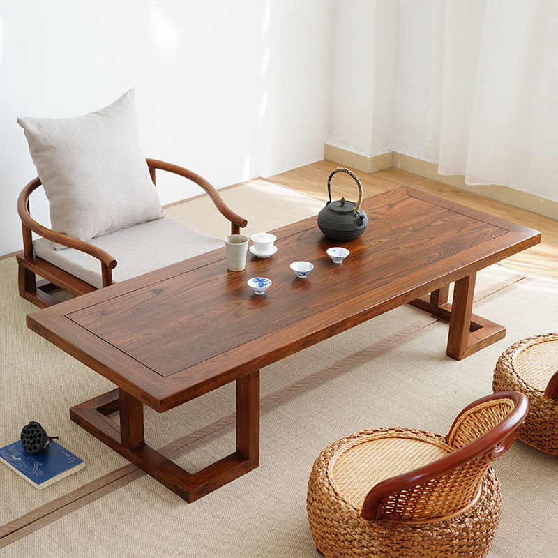 Japanese Zen tea table Chinese tatami table solid wood low table sitting on the ground bay window small coffee table balcony kang table kang table