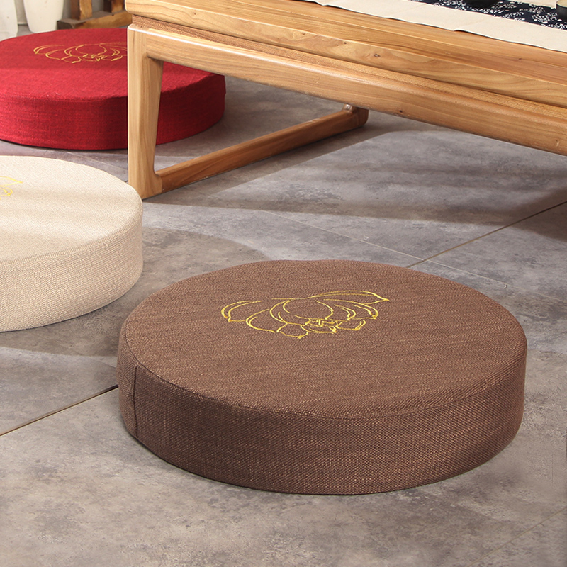 Tatami cushion cloth Thickened Cotton Linen Chinese Tea Road Floor Sitting Mound Round Bushel Mat Zen Meditation Cushion-Taobao