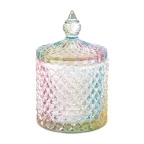 Sugar jar glass candy jar coffee cube sugar jar sugar cup exquisite Nordic light luxury candy storage box with lid for sugar jar
