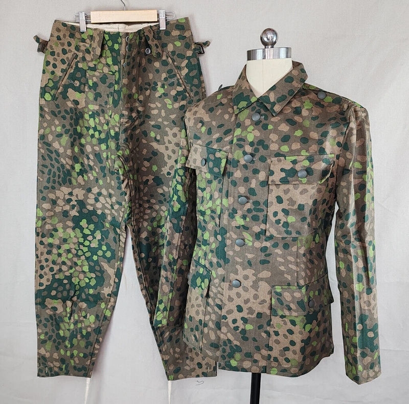 World War Ii Pea Green Dot44 Camouflage M43 Field Uniform Set Reenactment Shirt and Pants Film and Television Collectibles
