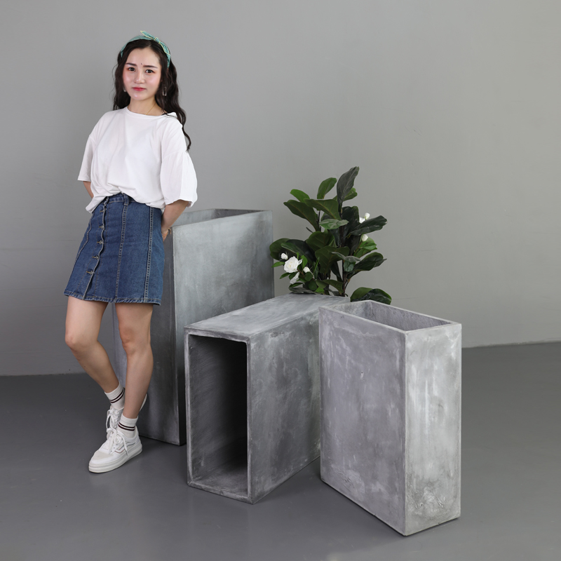 Nordic cement flower pot minimalist elegant and creative extra-large clear bin floor planting box outdoor building with flower pot potted plants