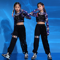Children Hip Hop Street Dance Suit Models Fashion Walk Show Girls Jazz Dance Costumes Sequa Dancing Outfits