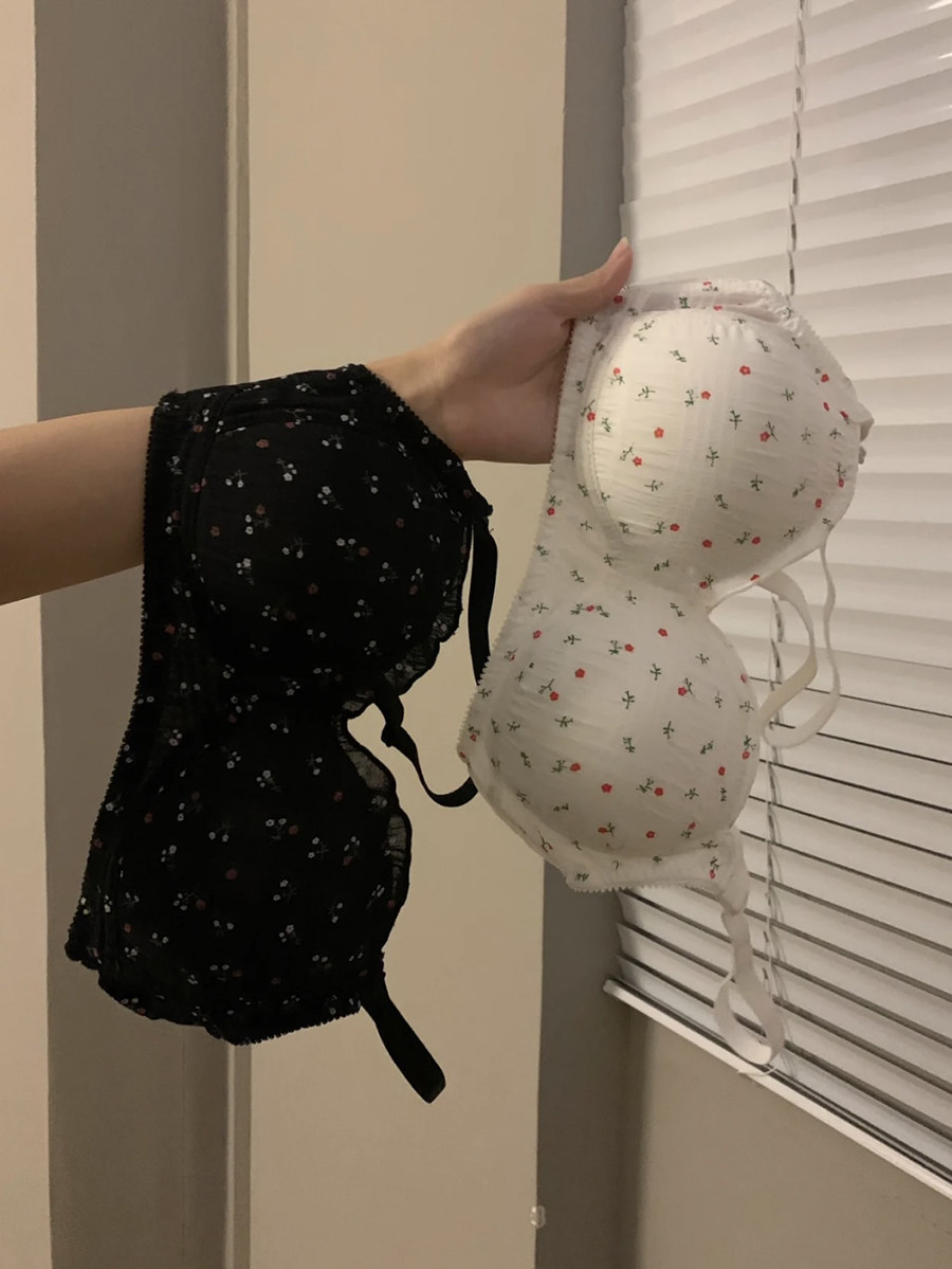 Japanesestyle Sweet Small Floral Nearby Girl's Nonrimless Gathered