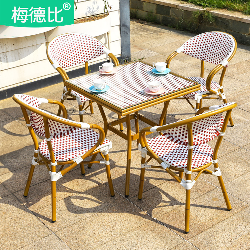 Medby Balcony Little Table and Chair Casual Chair Outdoor Vine Chair Combination Yard Terrace Table and Chair Simple Leisure