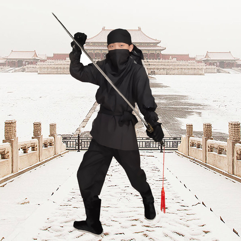 Yankou Nightclub Dress Male Suit Assassin ancient black linen Masked Killer Ninja Thieves Thieves Video Drama Ancient Dress