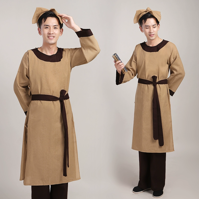 Yankou cổ đại thường dân Hanfu cũ vải thô trang phục cửa hàng bồi bàn quần áo Trung Hoa Dân Quốc nông dân biểu diễn quần áo phụ kiện nam giới