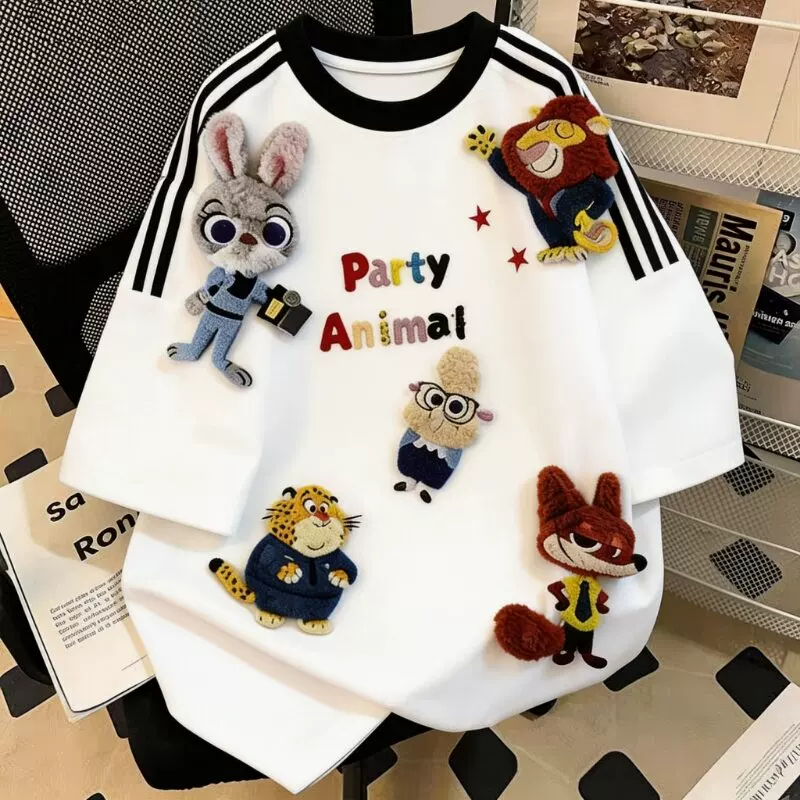 Большая мультфильмная летняя футболка с коротким рукавом, размер