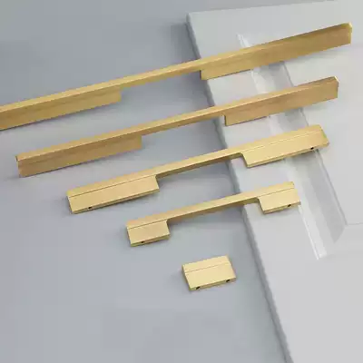 New Chinese wardrobe whole cabinet drawer Nordic cabinet door handle modern simple golden light luxury pure brass handle