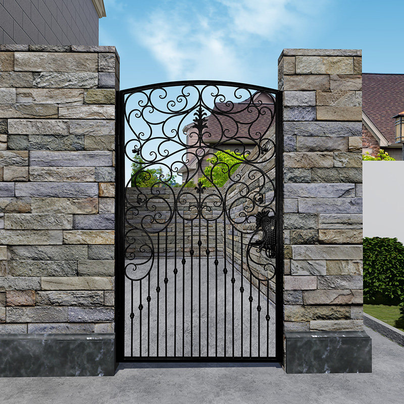 Iron Art Gate Home Outdoor Villa Courtyard Door Open Door Countryside Yard Walled Iron Gate Garden Double Door