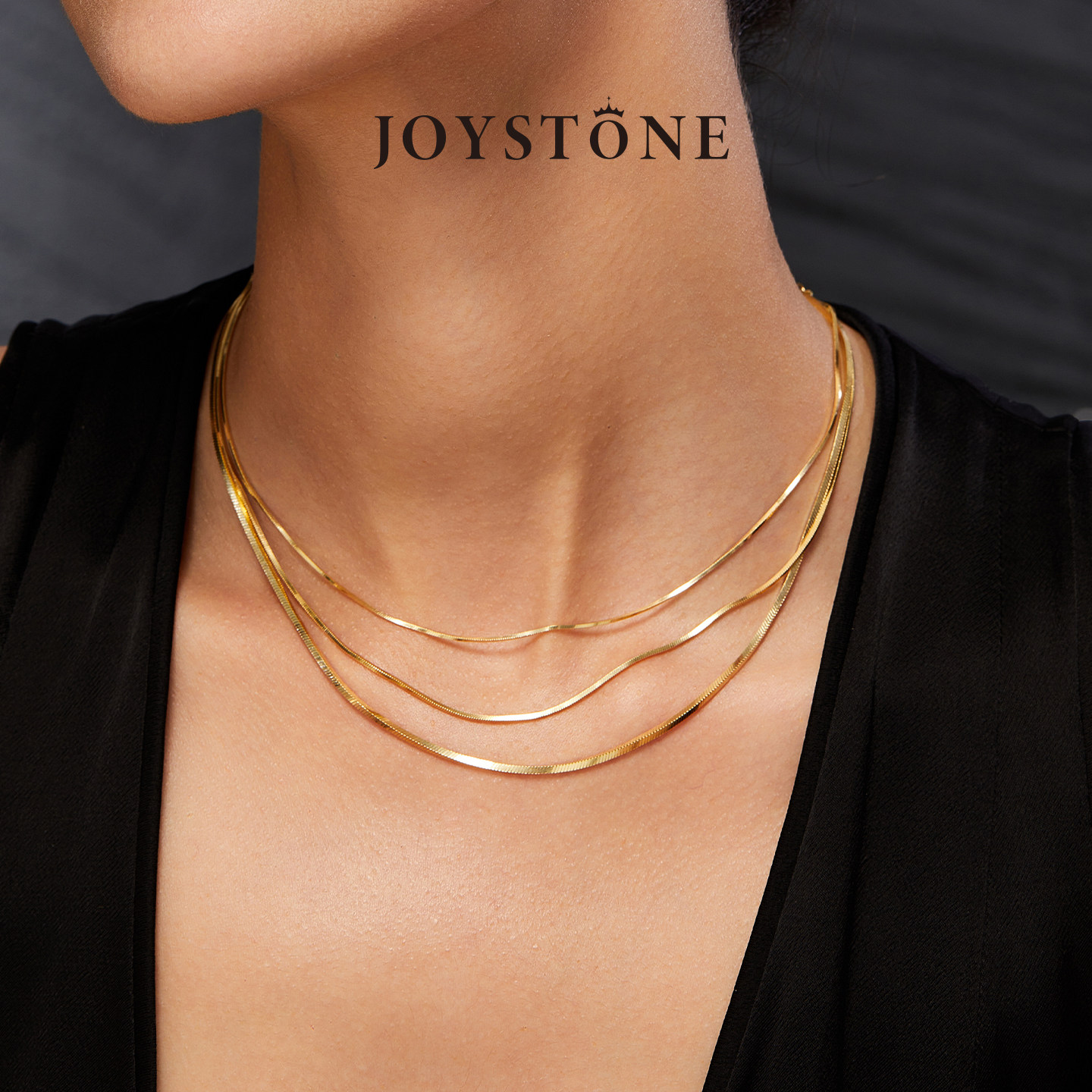 [Qin Lan's Style] JOYSTONE Italian Square Snake Bone Chain, Versatile Collarbone Chain, Couple Necklace
