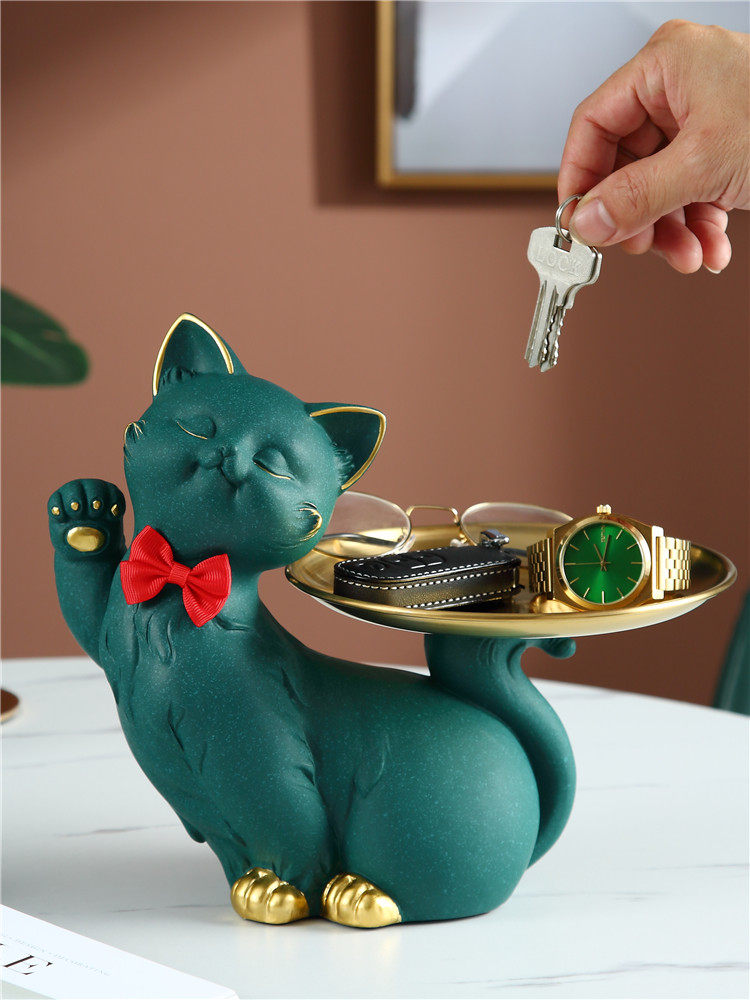 Entrance key storage ornaments Entrance cabinet Entrance door door Modern light luxury cat living room home decorations