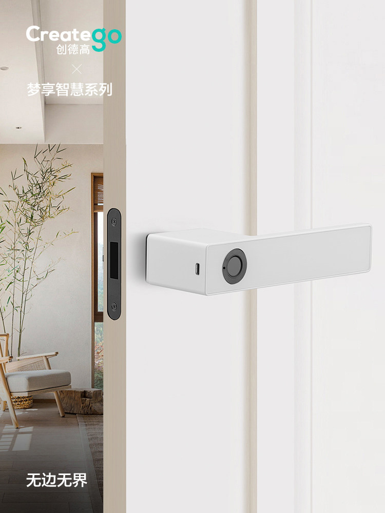 Indoor Wooden Door Fingerprint Lock, Bedroom Door Smart Lock, Home Office Electronic Lock, Replaceable Ball Lock