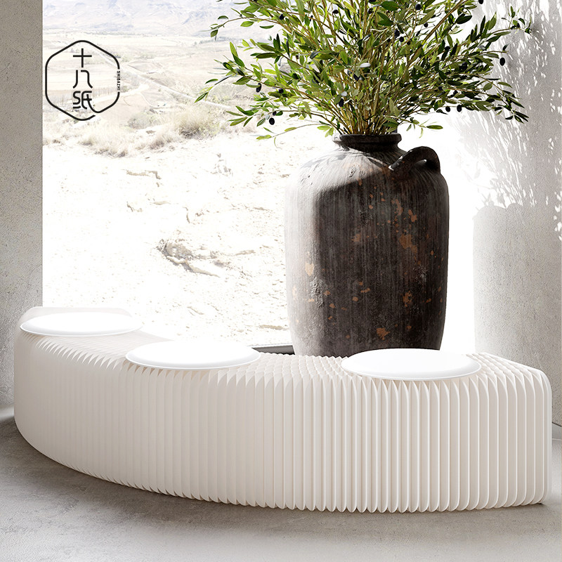 18 paper changed shoe bench tea bench kraft paper design small household furniture stool household door folding stool