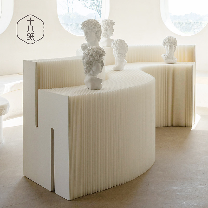 eighteen paper display bench multifunction high and low flowing water table products display exhibition model display table toy show shelf-Taobao