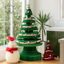 18 paper folded Christmas tree New Year decoration tree small household wiring pieces net red table in company mall