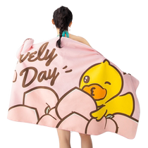 B Duck swimming bath towel quick-drying towel seaside sun protection beach fitness sports absorbent towel portable cloak for women