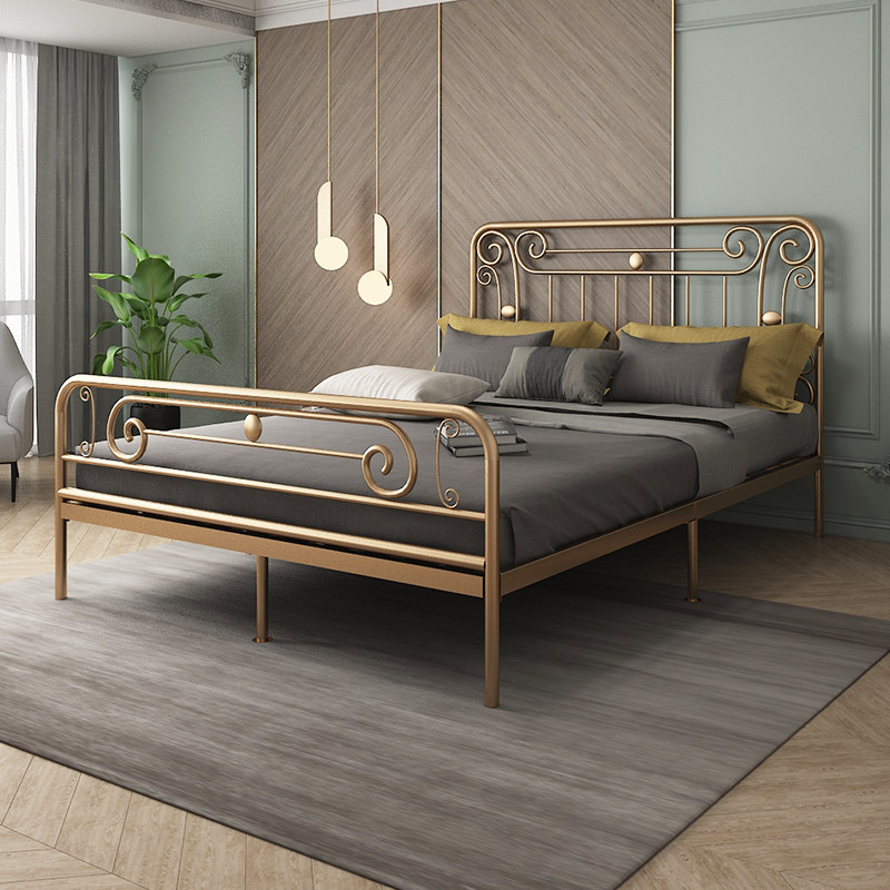 Nordic ins light luxury net red princess wrought iron bed double environmental protection wrought iron bed single child 1 2 1 5 1 8 meters