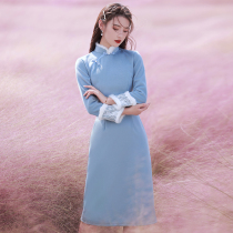 Winter Qipao 2021 New winter style Garment thickened wool Improved young High-end Temperament Elegant Long Sleeves