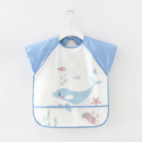 Детский водонепроницаемый слюнявчик, летний тонкий хлопковый фартук без рукавов, нагрудник, анти-грязь, с карманом