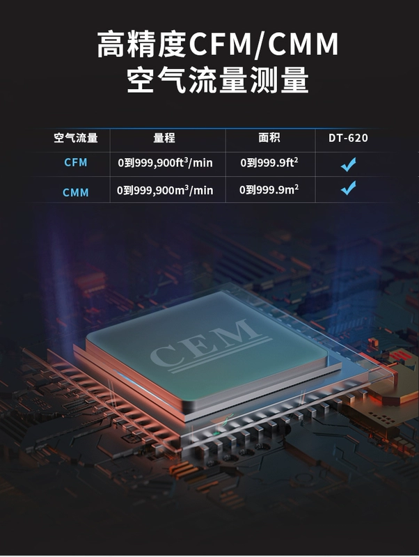 CEM Huashengchang máy đo gió cầm tay màn hình kỹ thuật số máy đo gió tốc độ gió thể tích không khí đo nhiệt độ gió DT-618/619/620