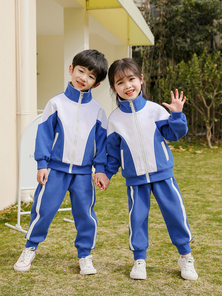 Primary school students Blue and white school uniforms Summer Inn College Wind sports clothes Children's pure cotton class clothes kindergarten garden clothes autumn clothes