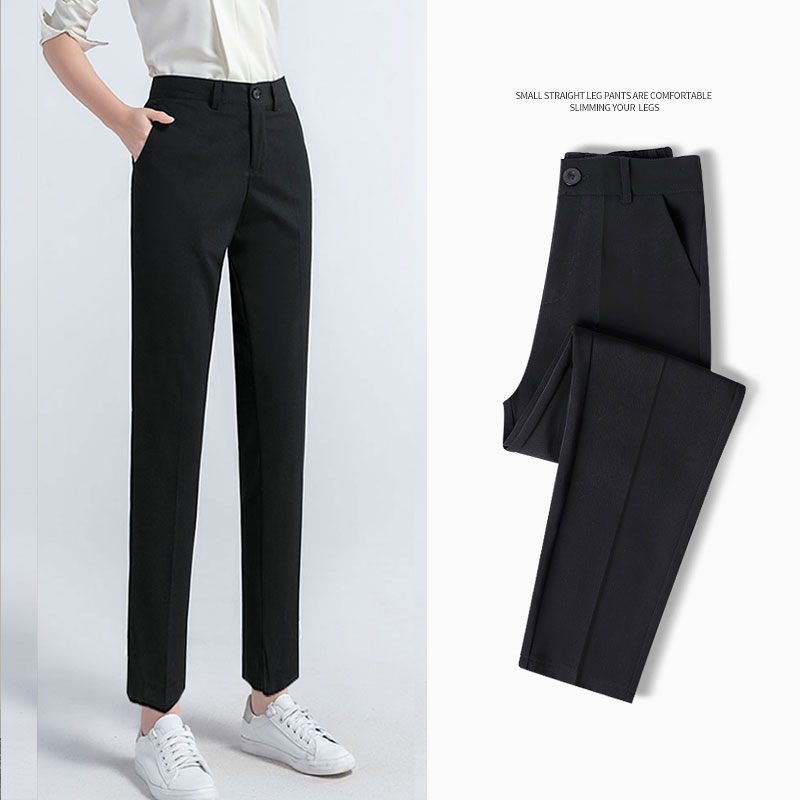 Small trousers female straight tube 2022 new summer nine points thin high waist drape small professional smoke pipe suit pants female