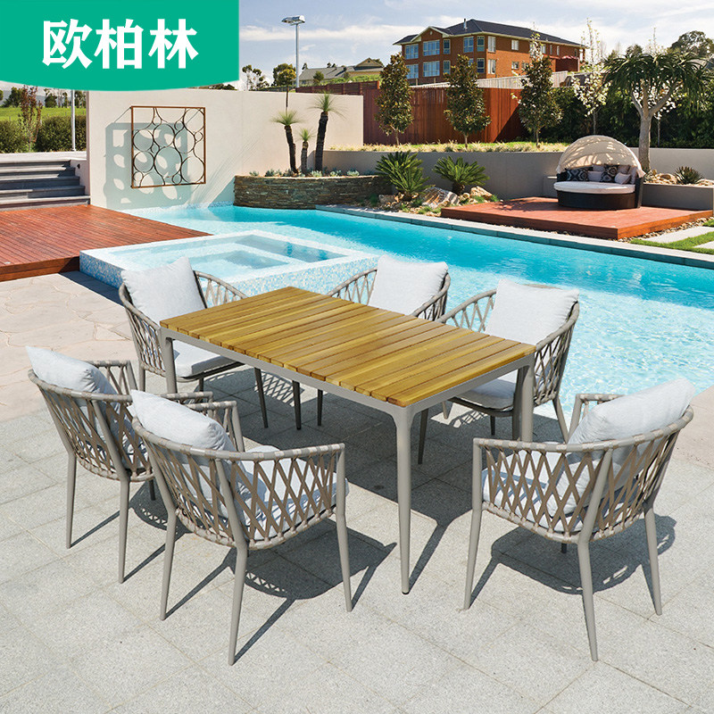 Outdoor Table And Chairs Minima Casual Dining Table And Chairs Furniture Top Balcony Courtyard Rattan Table And Chairs Hotel Open-air Table And Chairs Combination