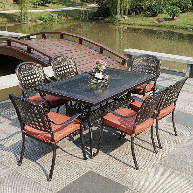 Outdoor Eu Style Cast Aluminum Casual Table And Chairs Outdoor Balcony Courtyard Villa Garden Terrace Iron Art Waterproof Table And Chairs Combination