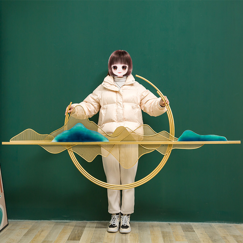 New Chinese living room artistic landscape landscape wall hanging wall decoration wrought iron pendant sofa background wall three-dimensional decorative painting