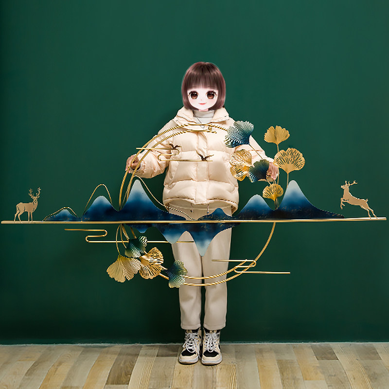 Gudai new Chinese-style living room decorative painting sofa background wall decoration 3d three-dimensional with lamp landscape bedside wall mural