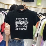 Летняя приталенная короткая хлопковая футболка, в американском стиле