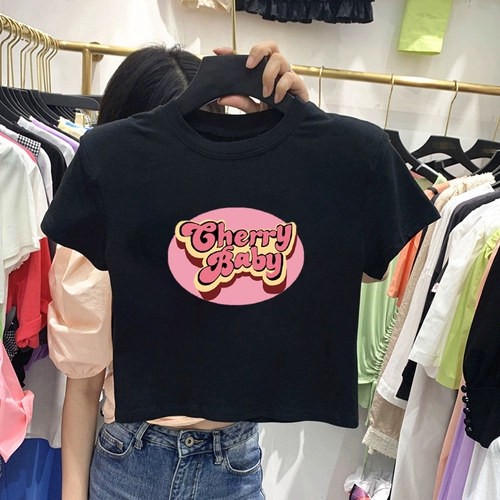 Tide, летняя короткая футболка с коротким рукавом, популярно в интернете, по фигуре