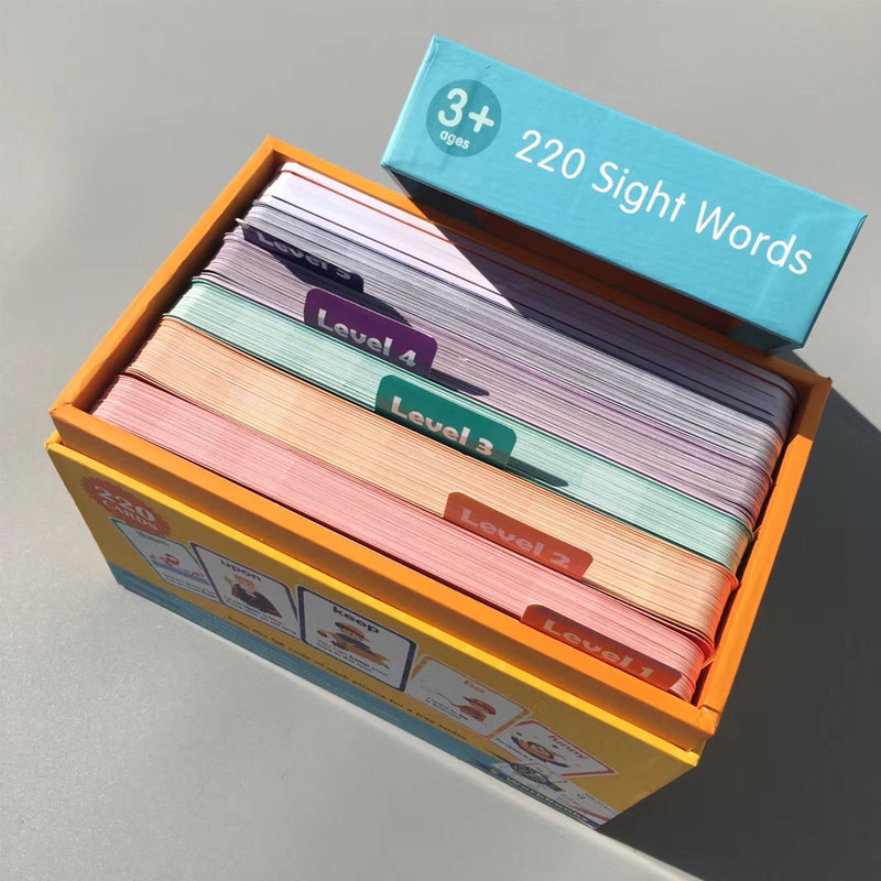 Shalin 220 Sight Words High frequency word game Flash card interactive exercise book gift box Small master pen reading