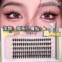 The segmented false eyelashes are encrypted and the fox style Little Devil Fairy false eyelashes are segmented. Fairy COS Little Devil will give you glue.