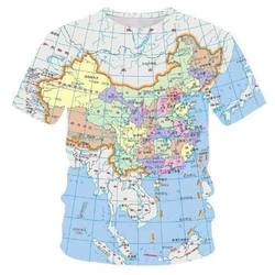 Summer China Map 3D Printed Stereo Short-Sleeved T-Shirt for Kidsren, Adults, Men, Women and Teenagers, Patriotic Round Neck T-Shirt Top