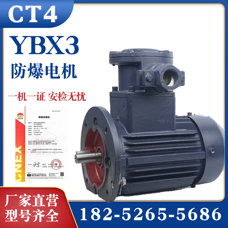 YBX3 new large gas explosion-proof motor 380V flameproof CT4 three-phase asynchronous motor copper wire vertical 4kw