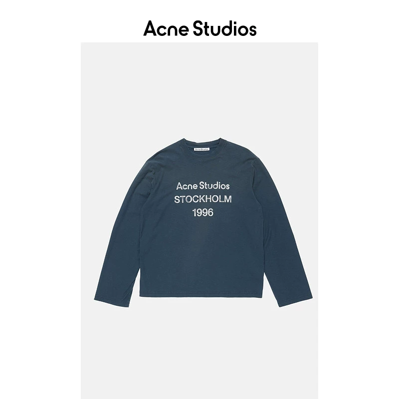 [Классика] Acne Studios Унисекс футболка с длинным рукавом, принт 1996, повседневная свободная, потрепанная