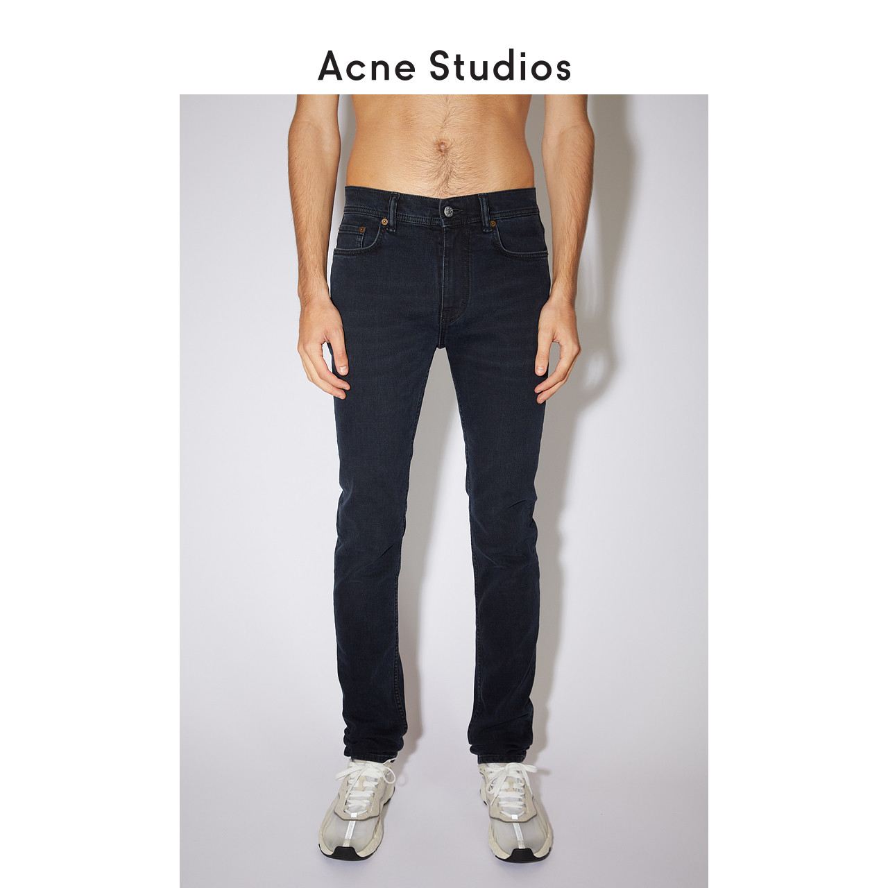 Acne Studios Men's Black Casual Distressed Mid-Rise Stretch Slim Jeans B00183-AIL