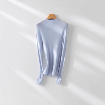 2025 new cardigan base layer half turtleneck thin sweater sweater for women