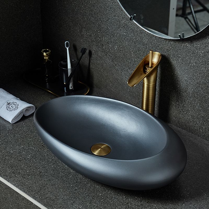 Luoyi ceramic art duck egg-shaped washbasin single basin antique household bathroom above the basin balcony above the basin